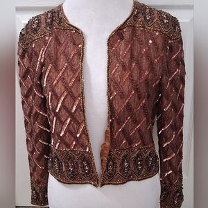 Vintage Silk Copper Stenay Jacket With Embellishments